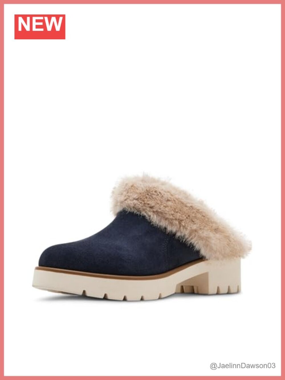 Waterproof Suede Almond Toe Slip-On Clog, Block Heel, Pull-On